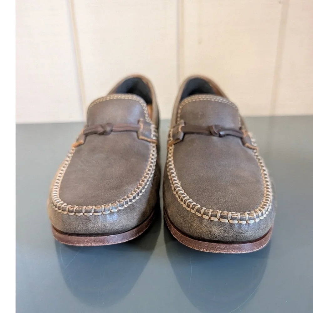 Trask Mens Brown Leather Hand Sewn Moc Toe  Leather Bit Loafers  10M